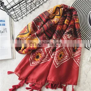 New Long Towel Fashion Tribal Print Tassel Spring Autumn Beach All-match Printing Scarf thumbnail-4