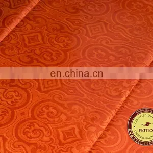 Wholesale African Clothing Garment Fabric 5 Yards/bag Orange Damask Fabric 100% Cotton Hand Made Guinea Brocade thumbnail-2