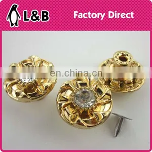 Latest Design Custom Made Jeans Button Alloy Material Gold Jeans Button With Stone thumbnail-1