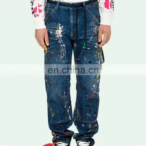 DiZNEW PAINTED POCKETS VINTAGE PAINT CARPENTER JEAN PANTS FOR BOYS thumbnail-1