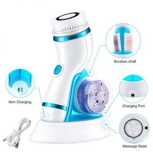 4-1 Rechargeable Facial Cleaning Brush 2019 Amazon Hot Sale Electric Face Scrubber Massage Waterproof Portable Skin Care Tool thumbnail-1