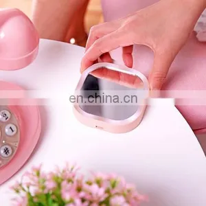 Mini Led Usb Cosmetic Mirror Powered Portable Smart Square Travel Hand Make up Mirror With Power Bank thumbnail-3