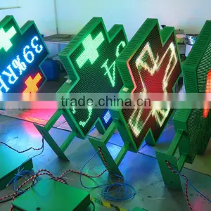 LIYI Optoelectronics WIFI/RF Wireless/Net-RJ45 Interface P16 80x80cm LED Pharmacy Cross for Pharmacy thumbnail-3