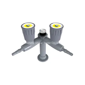 Desk Mounted Gas Valve Lab Acessories for Gas Supply Twin Outlet Gas Tap With Pressure Gauge thumbnail-1