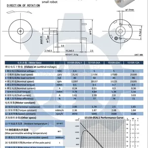 1515R 15 mm Micro Coreless Brush dc Electric Motor thumbnail-2