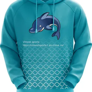 Blue Fashion Hoodie With Cute Dolphin Pattern thumbnail-1