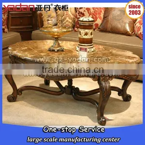 Luxury Modern Wood Marble Top Coffee Table thumbnail-3
