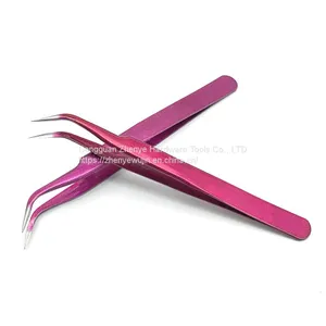 Professional Precise Eyelash Grafting Tweezers Planting Eyelash Clip Purple Straight Head Elbow Eyelash Clip Cute Eyelash Tool Sticker thumbnail-4
