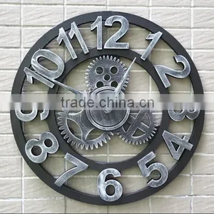 Handmade Oversized 3d Retro Rustic Decorative Luxury Art Big Gear Wooden Vintage Large Wall Clock on the Wall for Gift Most Popular thumbnail-4