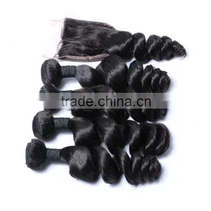 Peruvian Hair Overnight Shipping Hair With Frontal Closure Loose Wave Frontal thumbnail-1