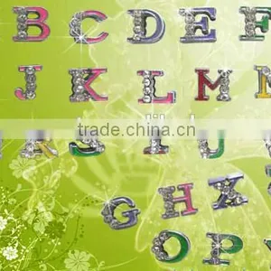 8mm MM Clear Stone Zinc Alloy Slide Letters With Color Added thumbnail-1