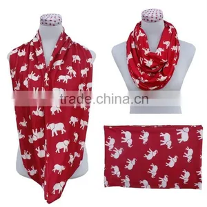Greek Red White Animal Elephant Infinity Scarf Circle Scarves Ring DST Delta Sigma Theta Scarf Inspired Gift thumbnail-1