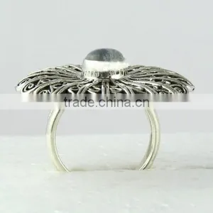 Deluxe Rainbow Moon Stone Ring, Gemstone Silver Jewelry, Handmade Silver Jewelry thumbnail-6