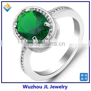 Latest Design Oval Green Cubic Zirconia Stone Inlay Copper Alloy Rings thumbnail-1