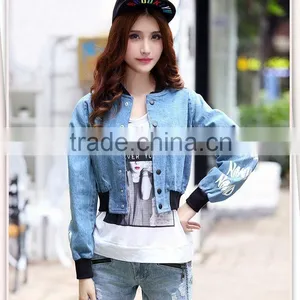 DJ213872 2014 Hot Selling China Wholesale Denim Jacket Slim Woman Denim Jeans Jacket thumbnail-1