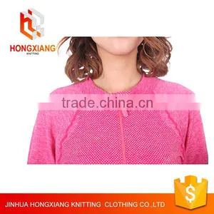 Hongxiang Yoga Breathable Lightweight Sport Full Zip Jacket, Cotton Jacquard POLO Collar Long-sleeved Jacket With Wrist thumbnail-3