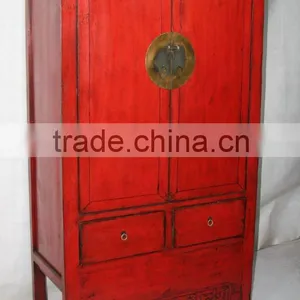 Chinese Antique Two Door Two Drawer Tall Cabinet thumbnail-1
