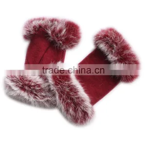 Faux Fur Cashmere Fingerless Gloves thumbnail-4