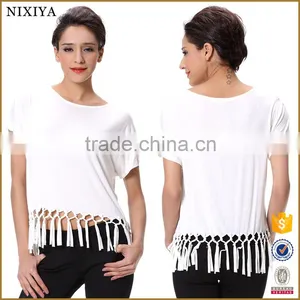 Wholesale Womens Short Sleeve White Blank T Shirt 100% Rayon thumbnail-1