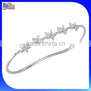 Custom Pave CZ Silver Palm Cuff Bangle Wholesale thumbnail-1