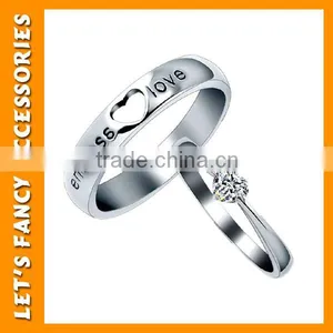 925 Sterling Silver Rings In White Zircon Lots Sterling Couple Silver Rings PGRG0102 thumbnail-1