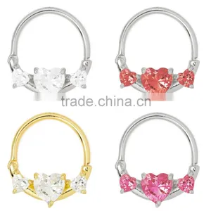 Nipple Ring Clicker CZ Heart Nipple Piercing Jewelry thumbnail-1