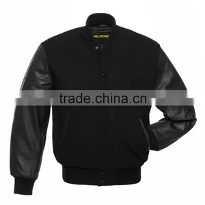 Custom Varsity Jacket / Wool Varsity Jackets / All Wool Black Varsity Letterman Jacket thumbnail-1