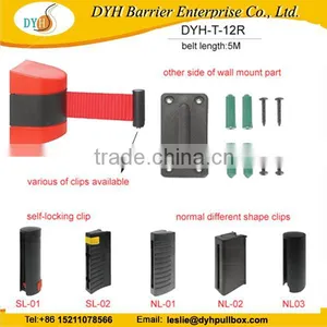 China Manufacturer Plastic 3m Wall Mounted Webbing Belt Barrier Retractable Belt Barrier for Wall thumbnail-1