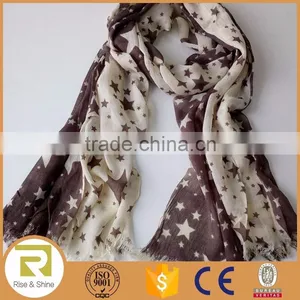 Wholesale 100% Chiffon Feather Printed Fringed Shawl Scarf thumbnail-5