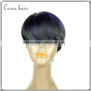 Short Synthetic Hair Wig for Black Women Blue Color thumbnail-3