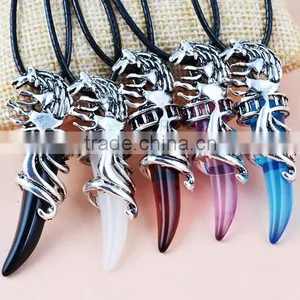 Women Men Wolf Fang Tooth Pendant Chain Stainless Steel Fashion Necklace thumbnail-1