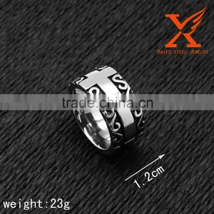 In Stock 2016 Removable Black Silver Base Mens/Womens Stainless Steel Cross Ring for Christian Baptism thumbnail-3