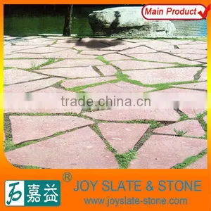 Natural Stone for Walkway in Cultured Irregular Pink Slab Slate thumbnail-1