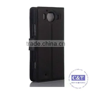 C&T Black Credit Card Holder PU Leather Wallet Flip Case Cover for Microsoft Lumia 950 thumbnail-5