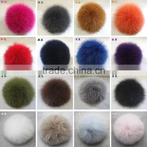 2016/2017 Fluffy 13cm Colorful Fox Fur Pom Poms for Beanie Hats/with Keychain thumbnail-6