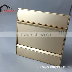 High Quality uk Style Brushed Aluminum Golden Switch and Socket thumbnail-2