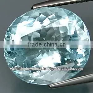 Oval Shape Blue Corundum Sky Stones for Fashion Jewelry, Checker Cut Blue Topaz From India, Indian Gemstones Manufacturer for s thumbnail-1