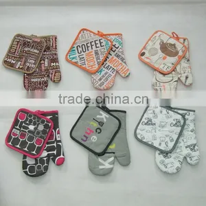 Customized Silk Screen Printed Oven Glove Set Work Glove Pot Holder Set thumbnail-2