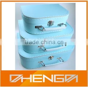Hot Quality Customized Made Light Blue Suitcase Paper Gift Box With Handles (ZD2014-M013) thumbnail-1