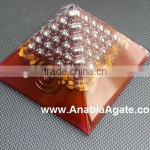 Red Colour Orgone Pyramid With Silver Pearl,s : Wholesale Orgone Pyramid thumbnail-5