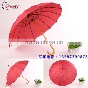 16k Wood Umbrella Manual Open Umbrella Windproof Umbrella Waterproof Umbrella Made by Chinese Umbrella Manufacturer Parasols thumbnail-1