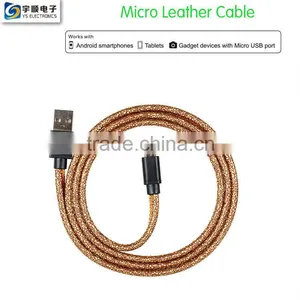 1M Micro Leather Cable for Samsung/Smartphone thumbnail-3