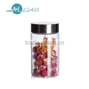 China Heat Resistant Glass Jar With Stainless Steel Lid Handblown Glassware OEM 350ml thumbnail-1
