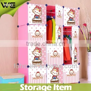 Plastic Storage Cabinet Kids Bedroom Furniture, Kids Plastic Wardrobe Storage Cabinet thumbnail-1