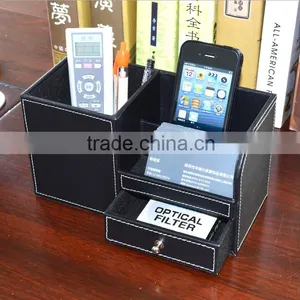 Wholesale Custom Business Office Stationery, Luxurious Leather Storage Box, Black Drawer Storage Box thumbnail-1
