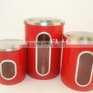 3pcs Stainless Steel Windowing Storage Jars Set thumbnail-1