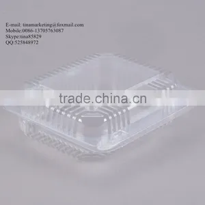 Durable OPS Clear Hinged Plastic Small Oblong Container/ Plastic Bakery Container/ Plastic Food Container for Take Out thumbnail-3