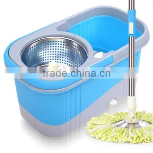 Spin Mop & Bucket System, Deluxe 360 Degree Spin Self-wringing Mop and Spin Dry Bucket With 2 Mop Heads - No Foot Pedal Needed thumbnail-2
