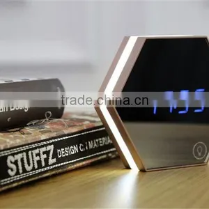 Mirror Alarm Clock Multi Function Image Digital Alarm Clock Thermometer Alarm Clock LED Mirror Nightlight Clock thumbnail-1