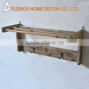 Bathroom Shelves,wood Towel Racks With Hooks thumbnail-1